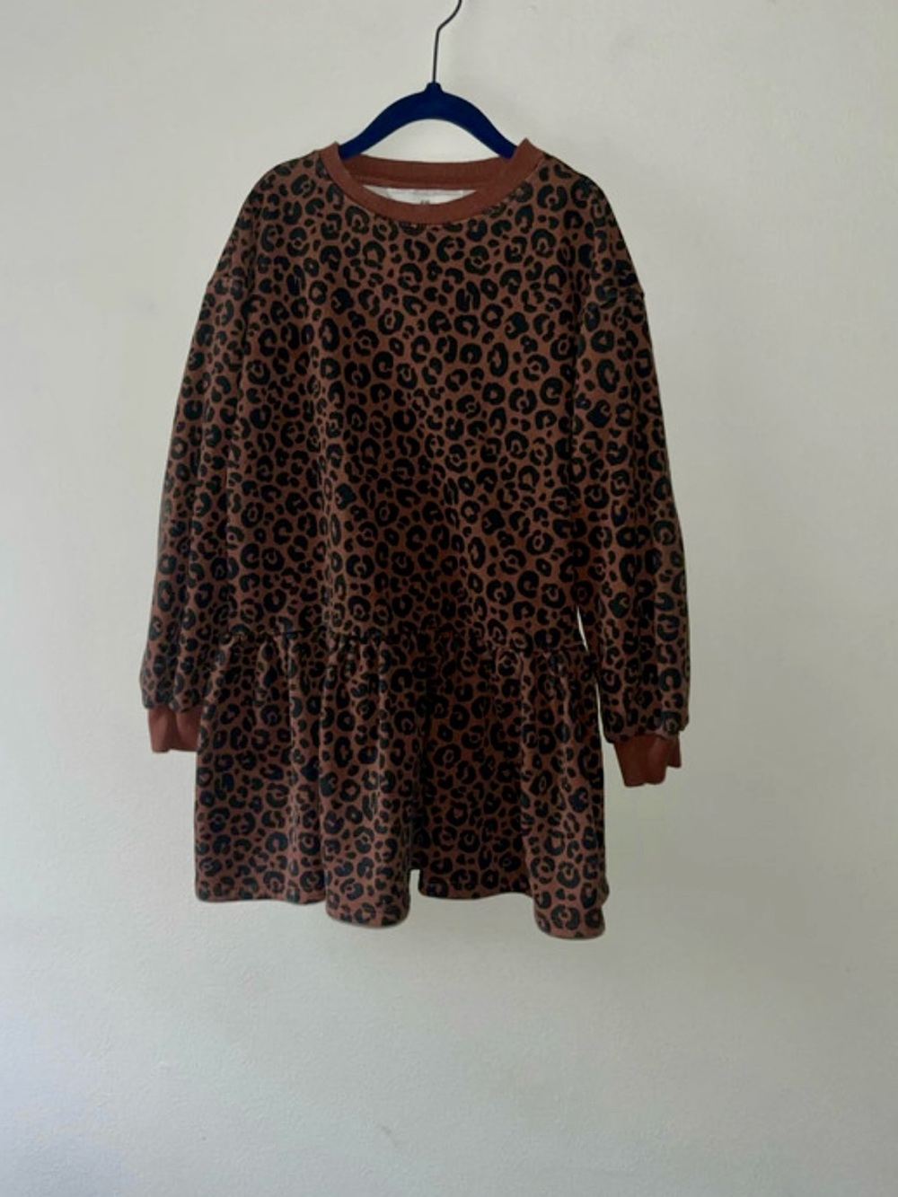 H&M Brown and Black Leopard-Print Sweatshirt Dress